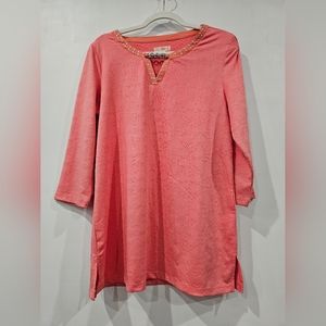 Coral Studded Tunic Top Tradition Size M 10-12